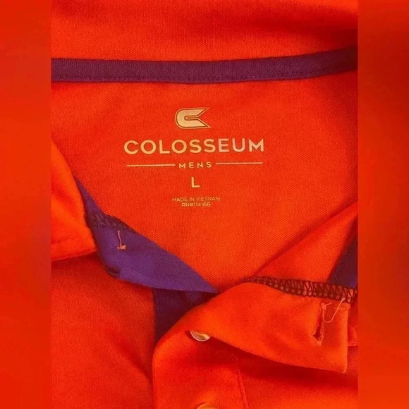 Clemson Tigers Mens Polo Shirt Orange Short Sleeve Spell Out Pullover Large - Picture 5 of 9